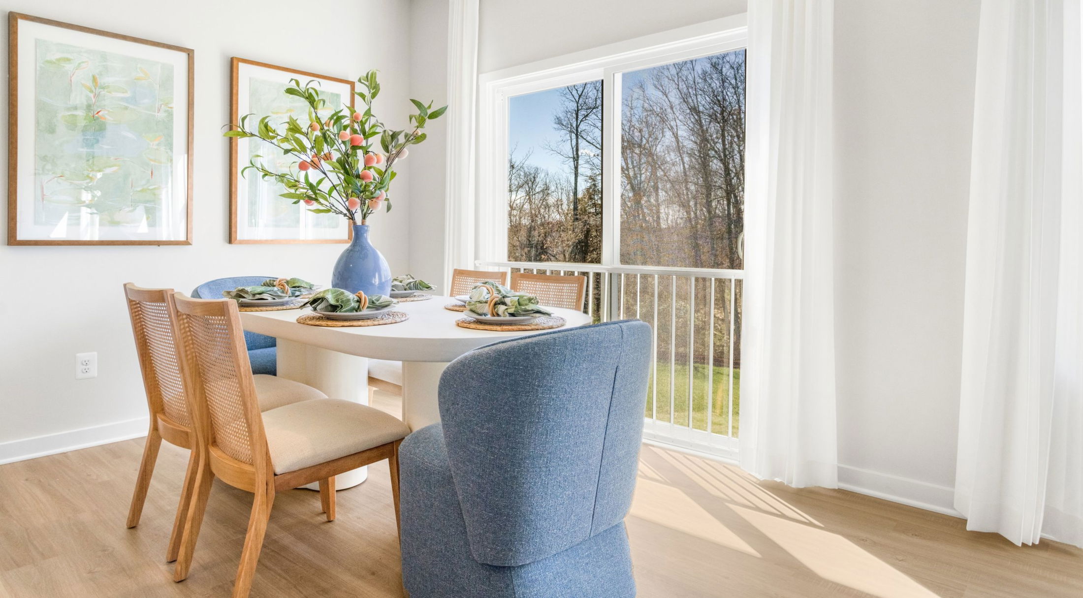 dining area next to the patio in a new home in butler