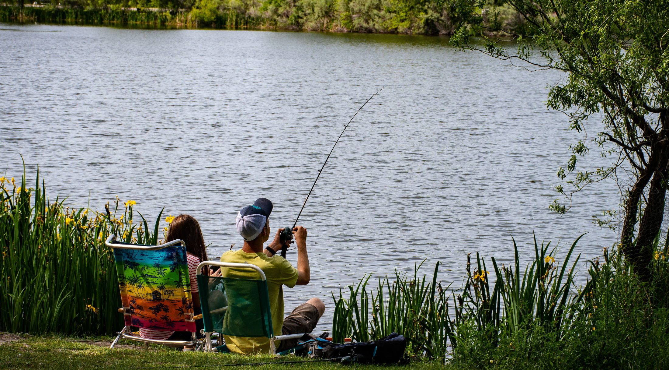 two friends fishing near peters creek
