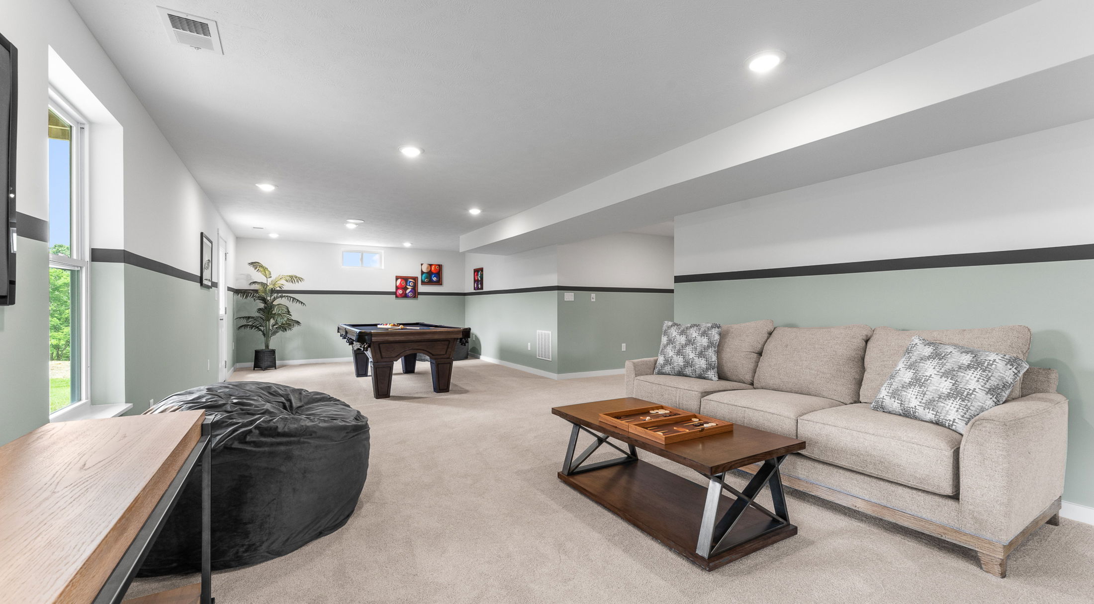 finished basement in a new home in moon township, pa