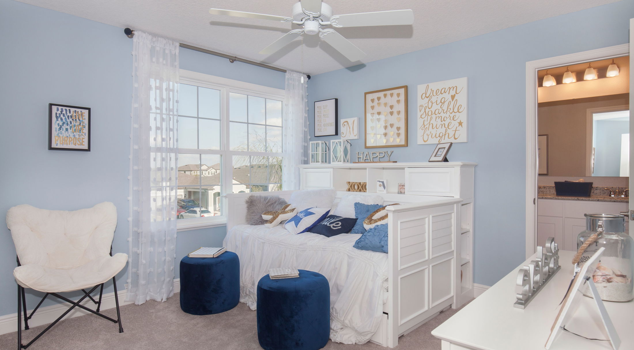 second bedroom with a daybed in a new home in palm coast