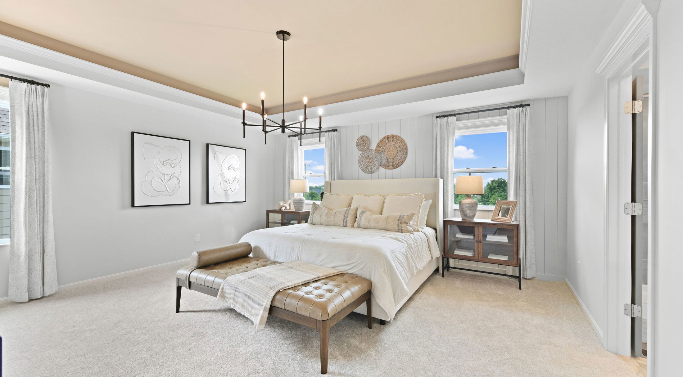 neutral decor master bedroom in a new home in lakeland, fl