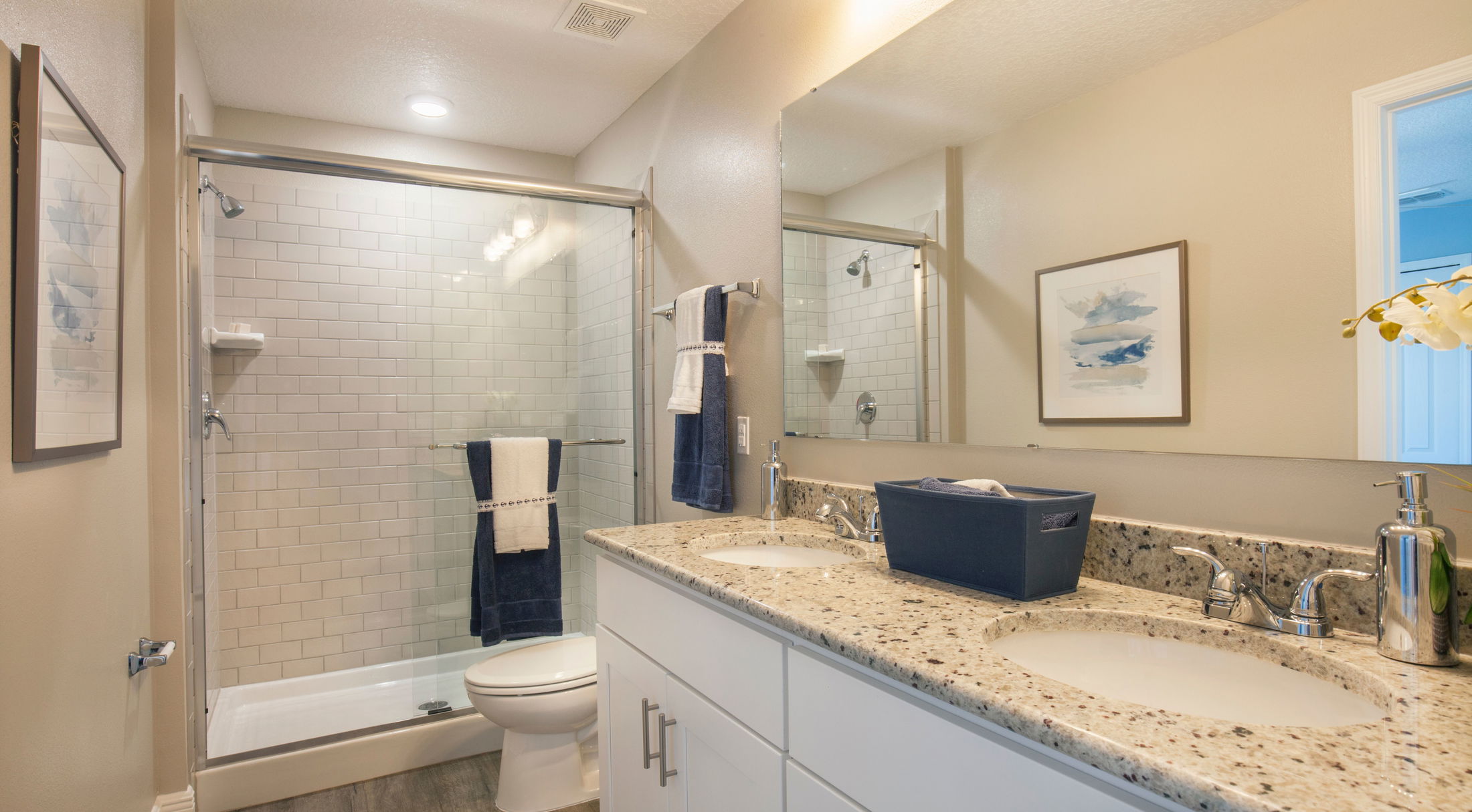 second full bathroom with double sinks in a new home in pensacola, fl