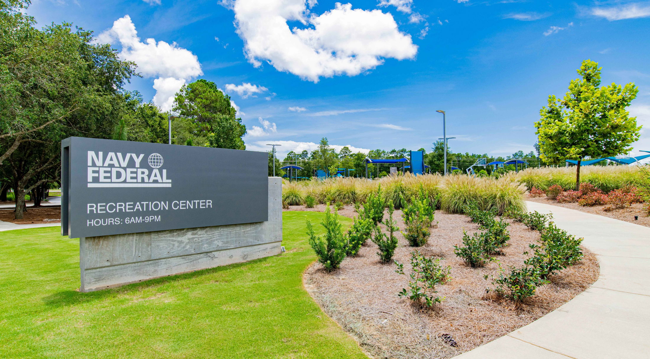 navy federal recreation center welcome sign