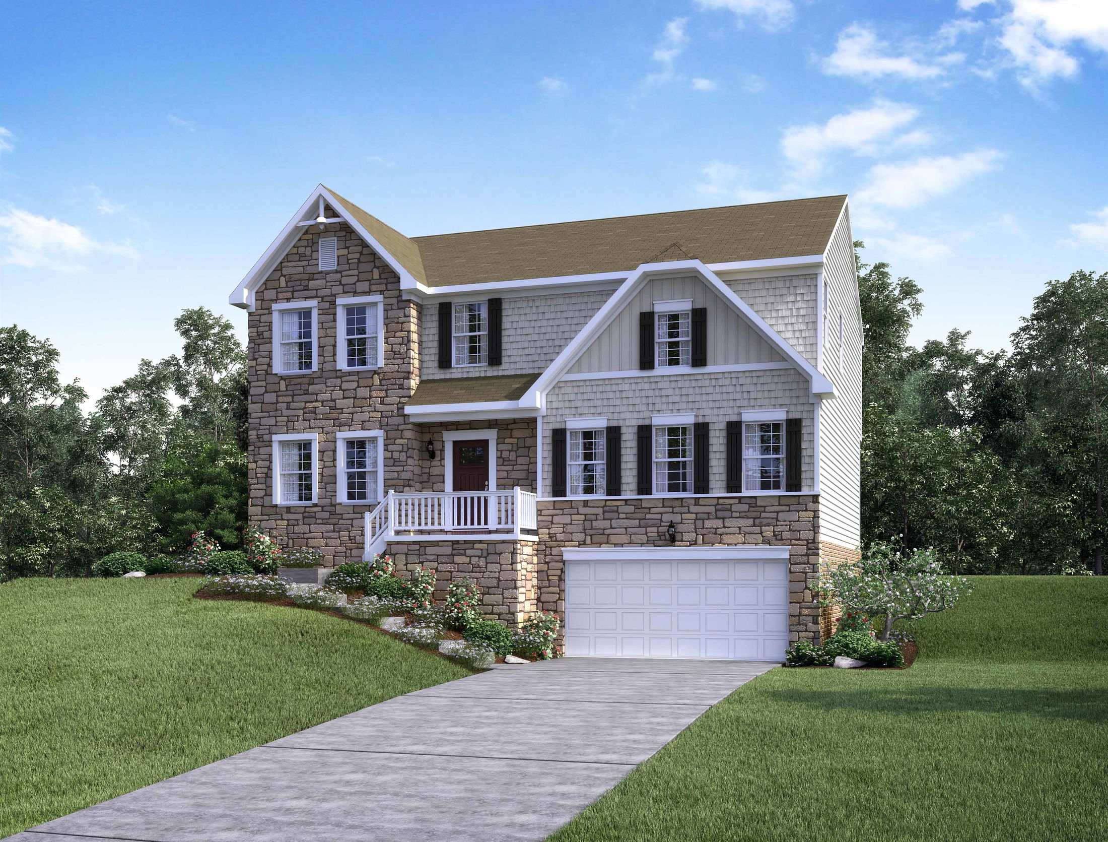 tucson of hunters preserve home design with siding and brick exterior