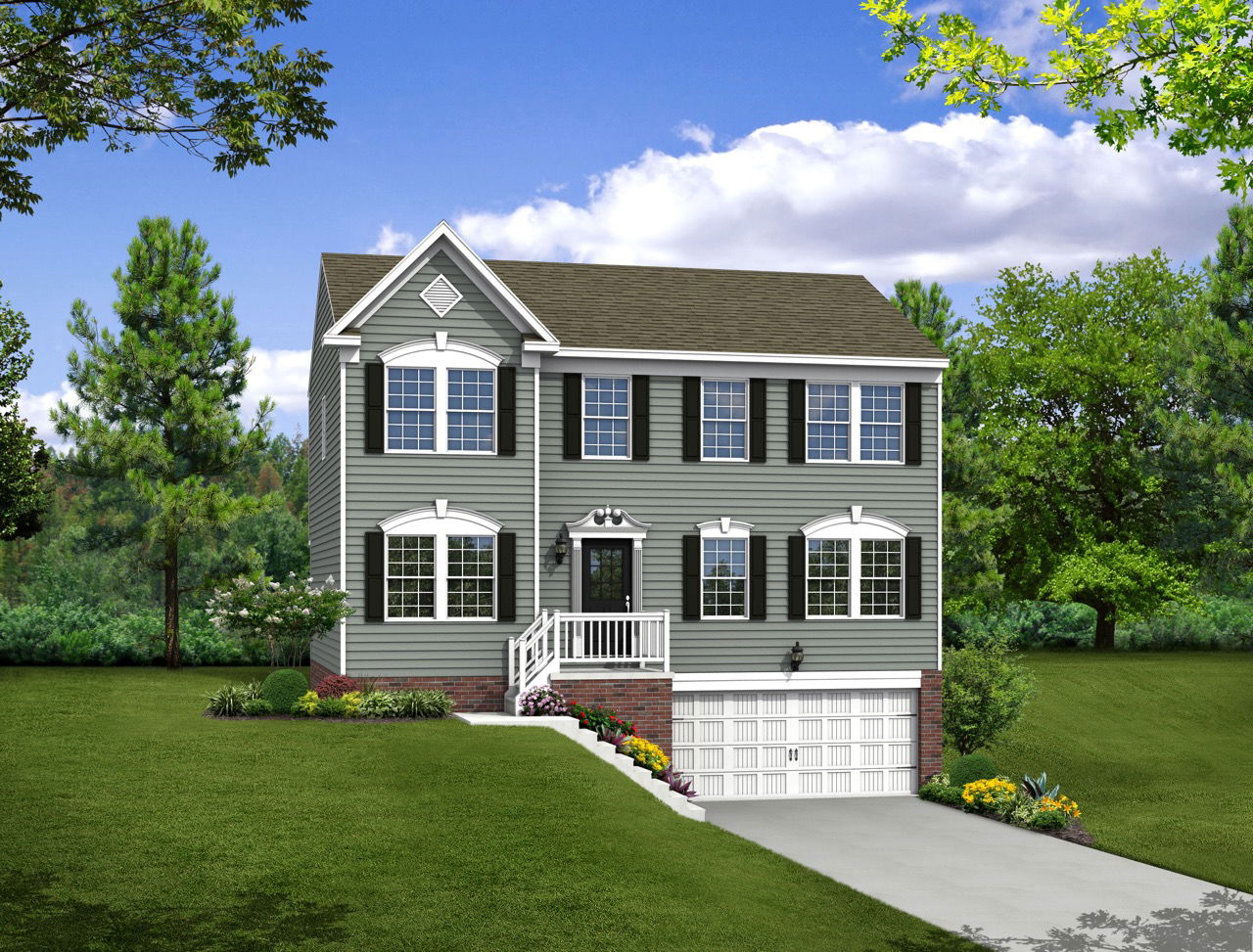Two-store home design, the Waterloo, in Magnolia Ridge with front-facing garage