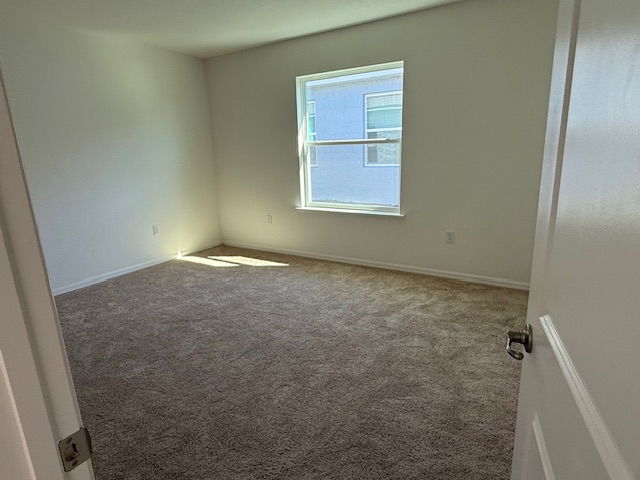 Empty carpeted room with a window and white walls, capturing natural light.